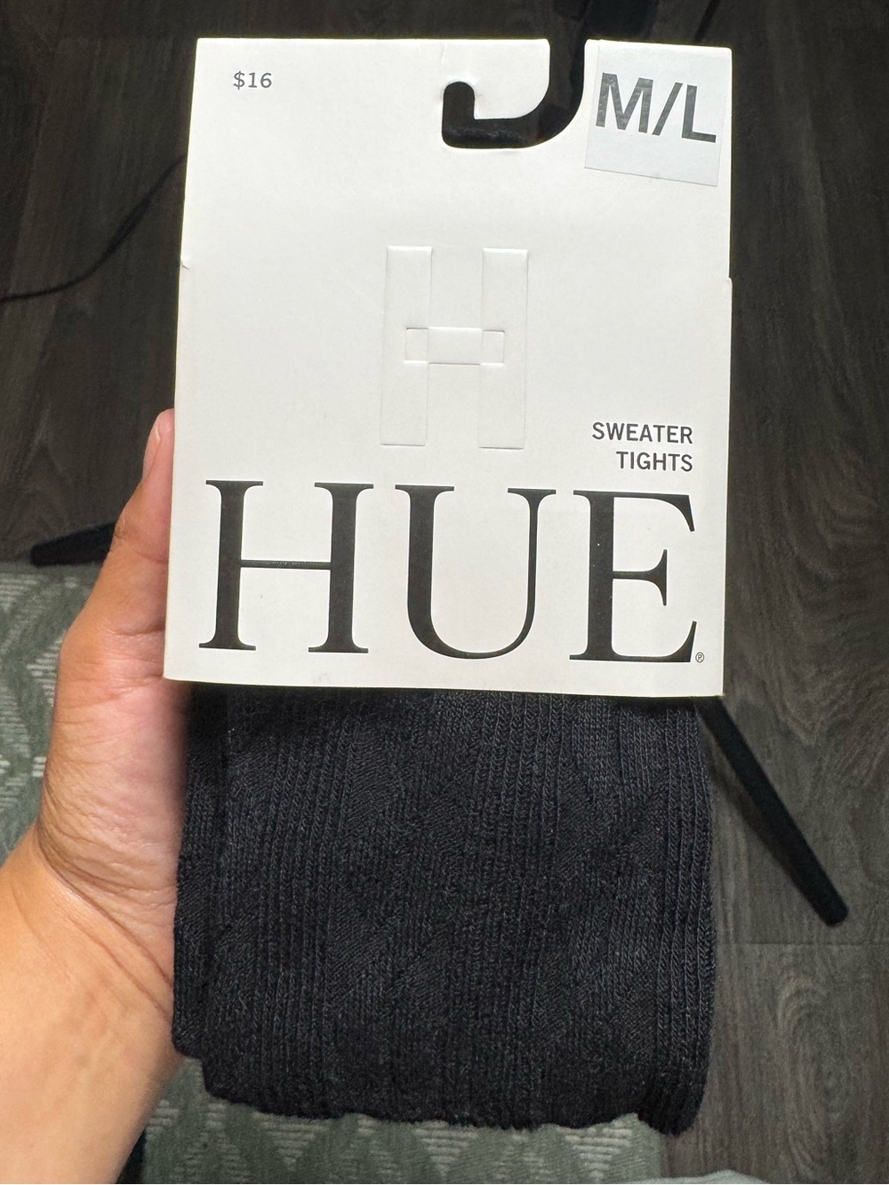 HUE Black Ribbed Sweater Tights
